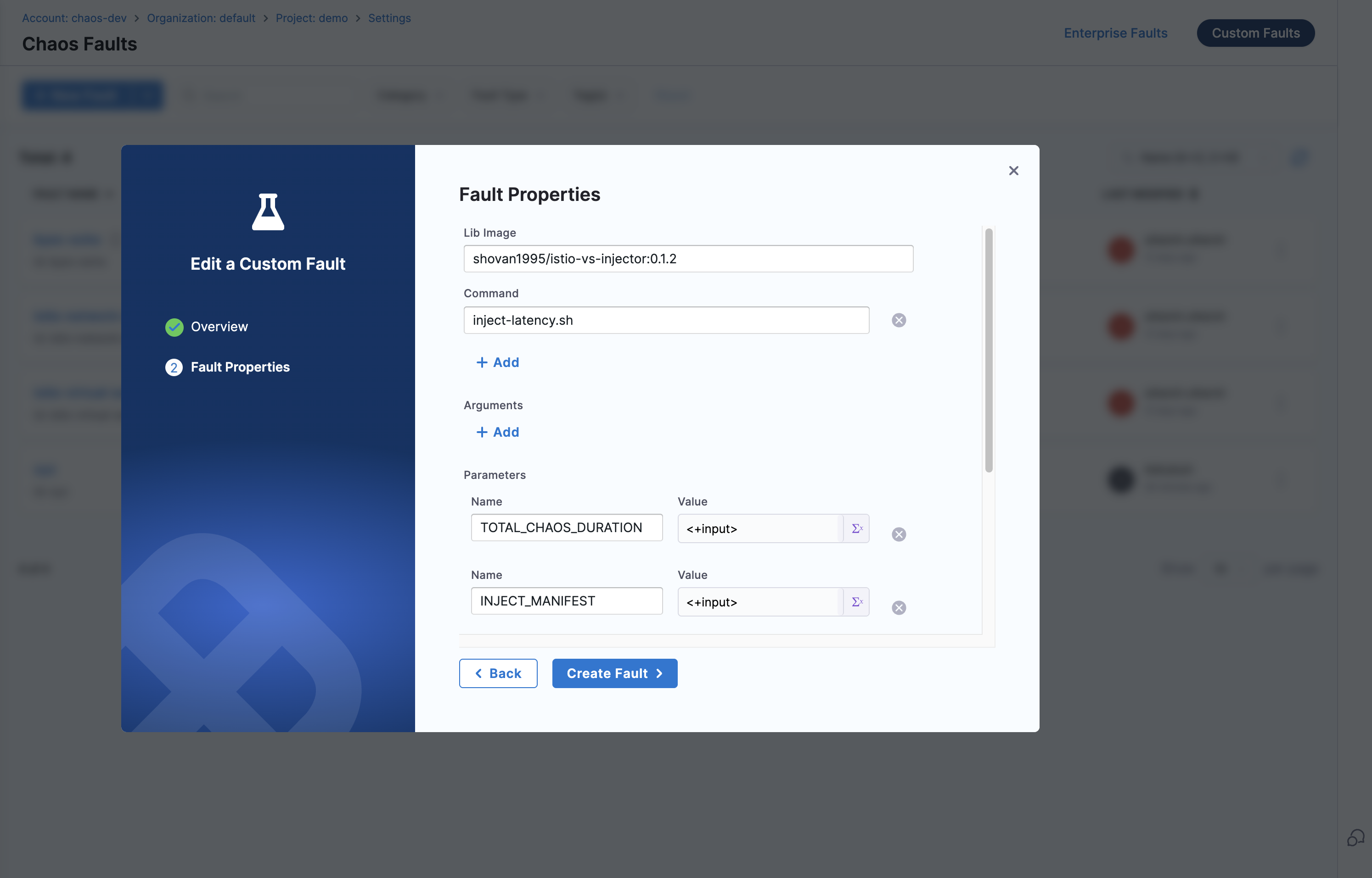 Custom Fault Properties