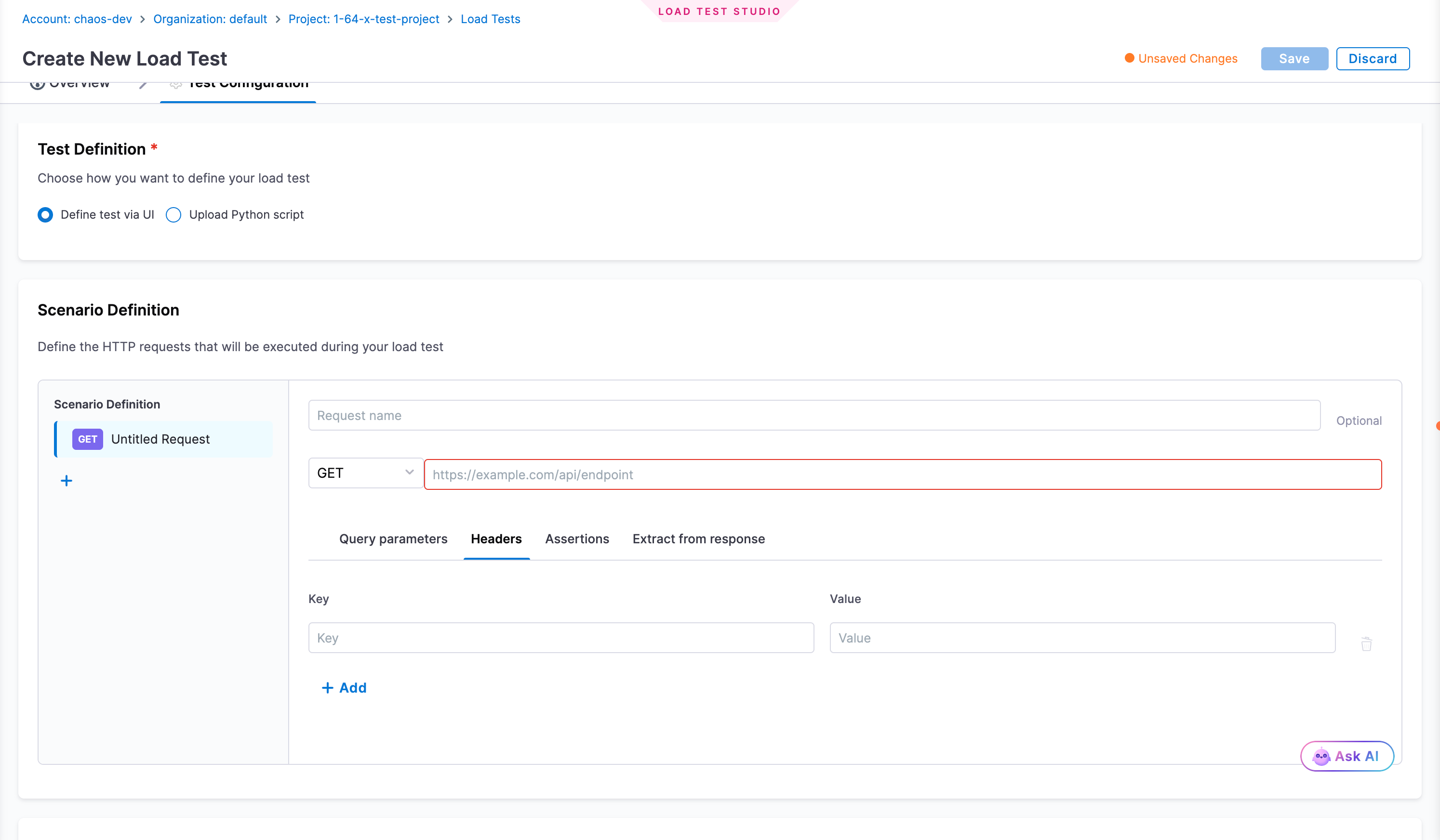 Define Test Scenario